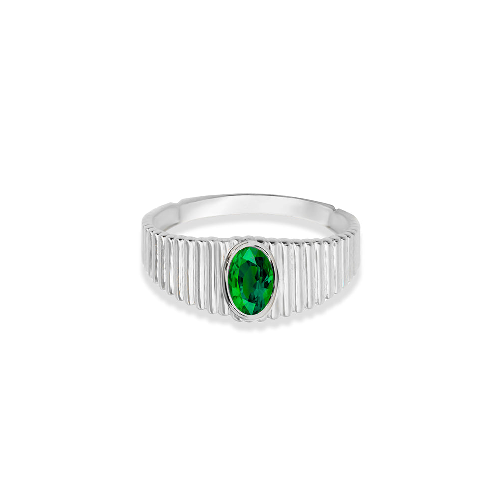 14K Gold Oval Cut Emerald Ring