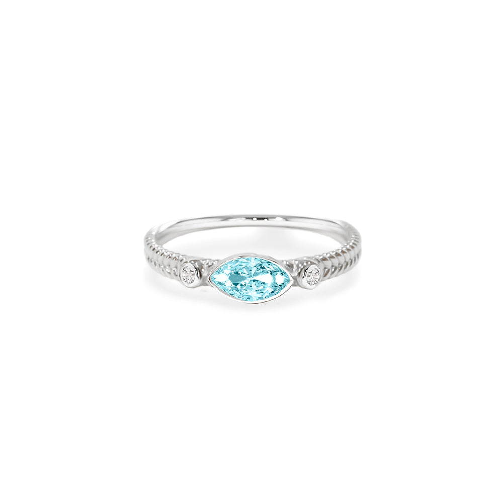 14K Gold Natural Aquamarine Marquise Ring