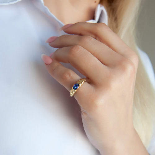 14K Gold Natural Sapphire Bubble Ring