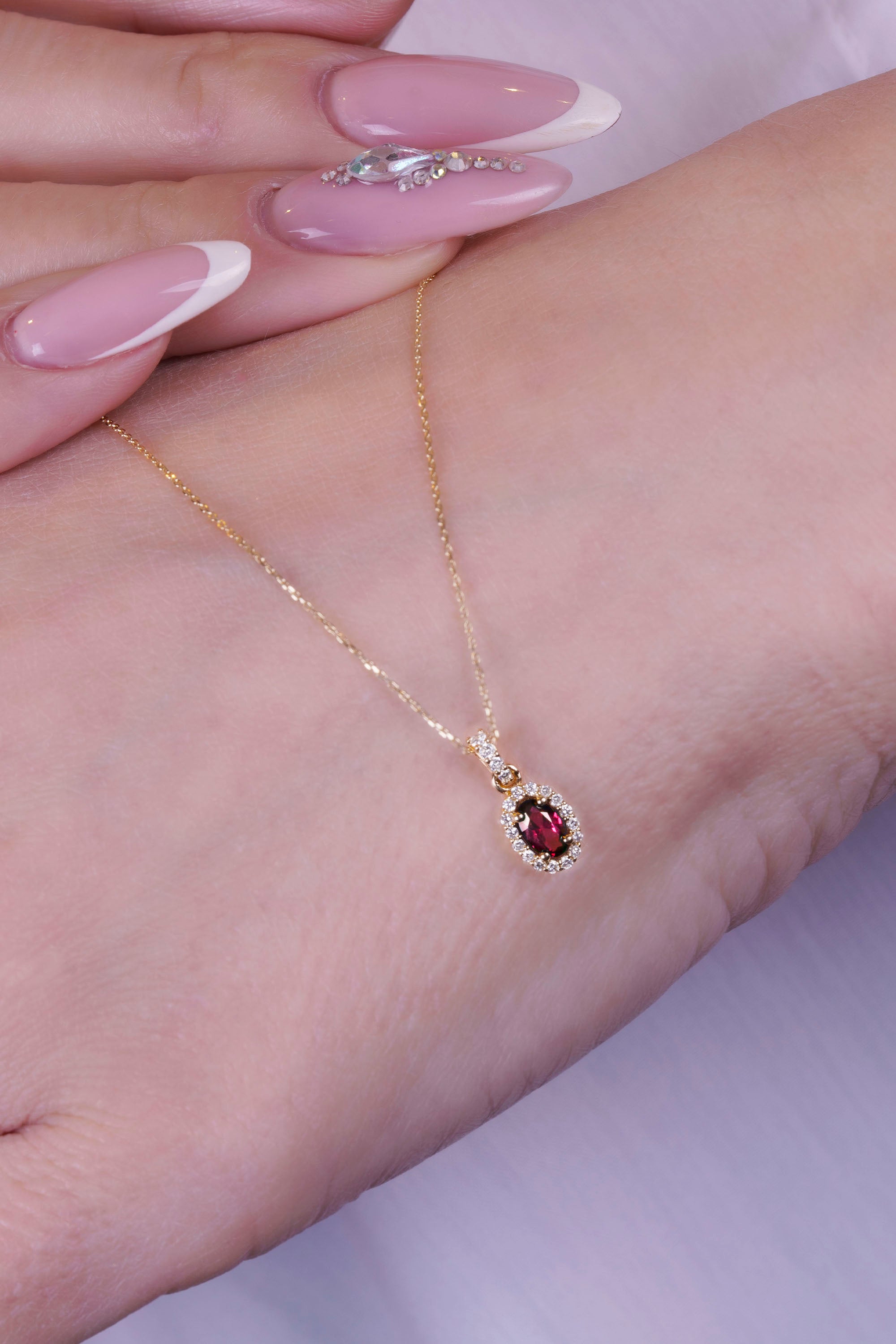 Romantic Ruby Pendant Necklace, Anniversary Necklace