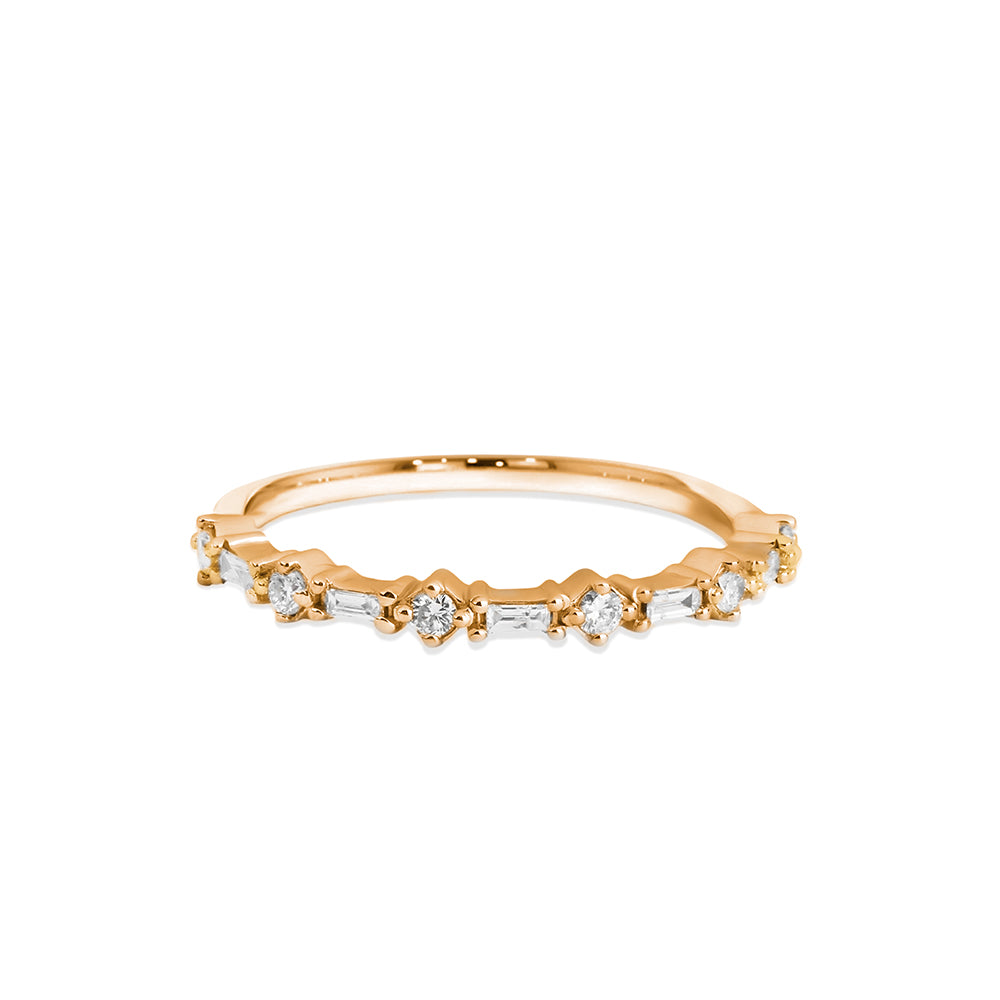 14K Gold Alternating Diamond Band