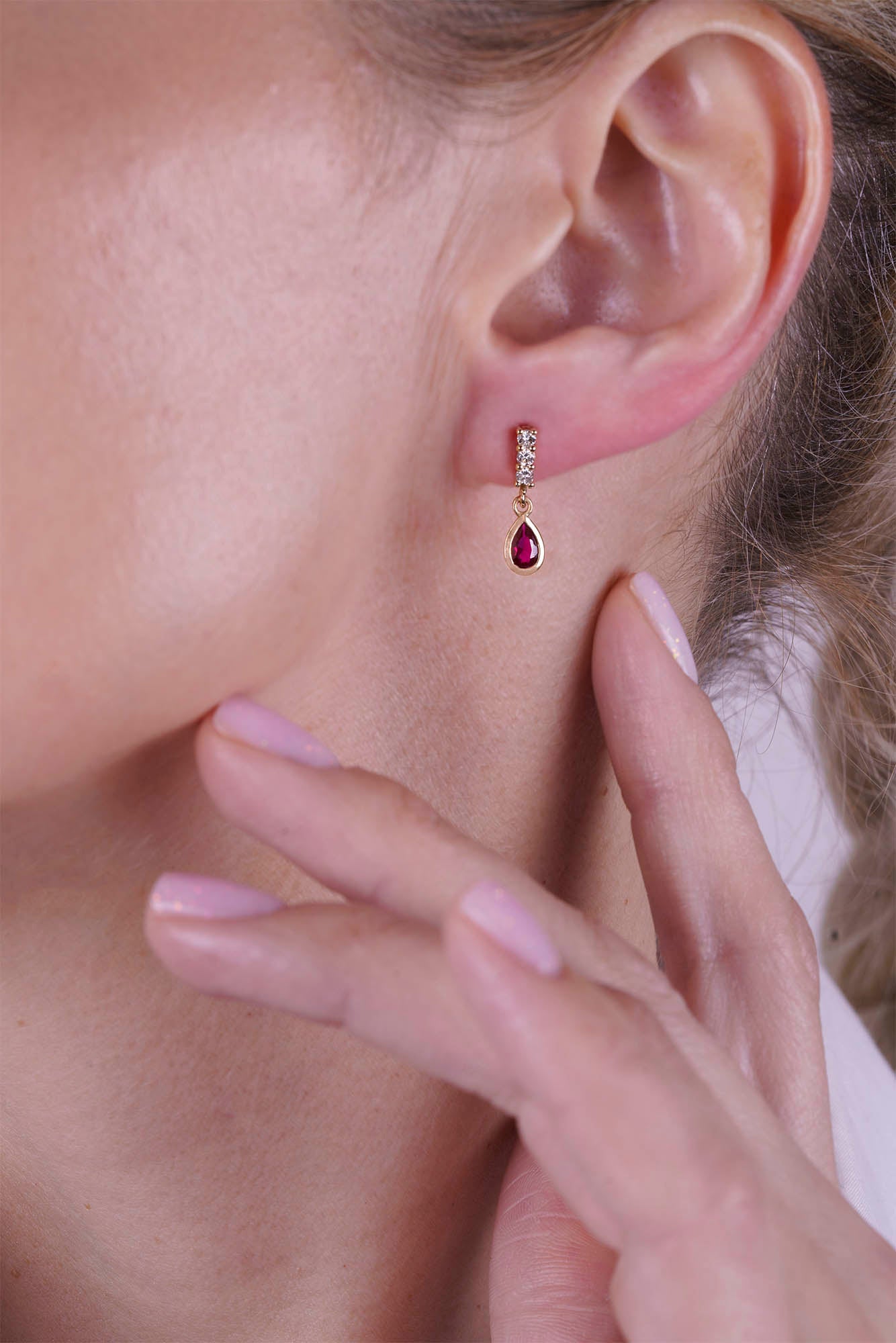14K Gold Ruby Teardrop Earrings
