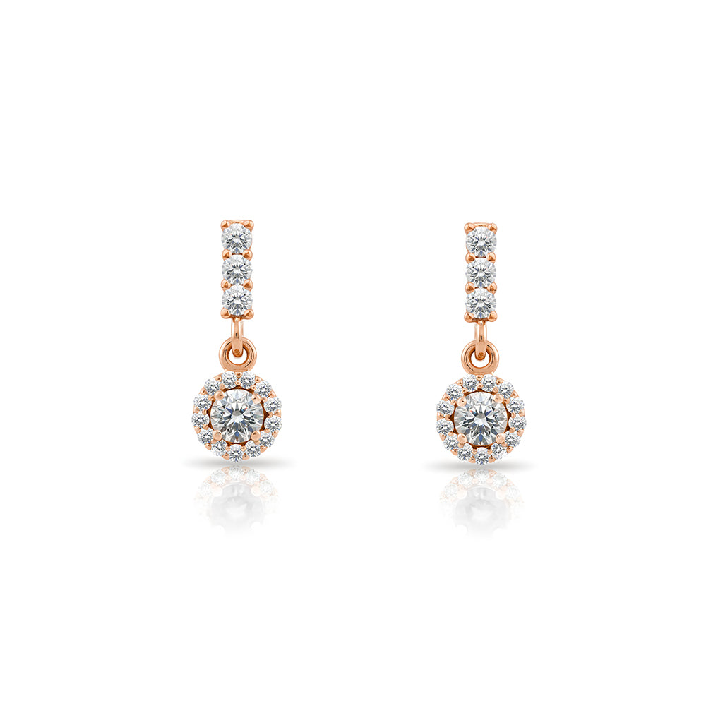 14K Gold Diamond Halo Earrings