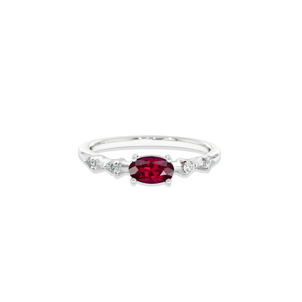 14K Gold East West Ruby Ring