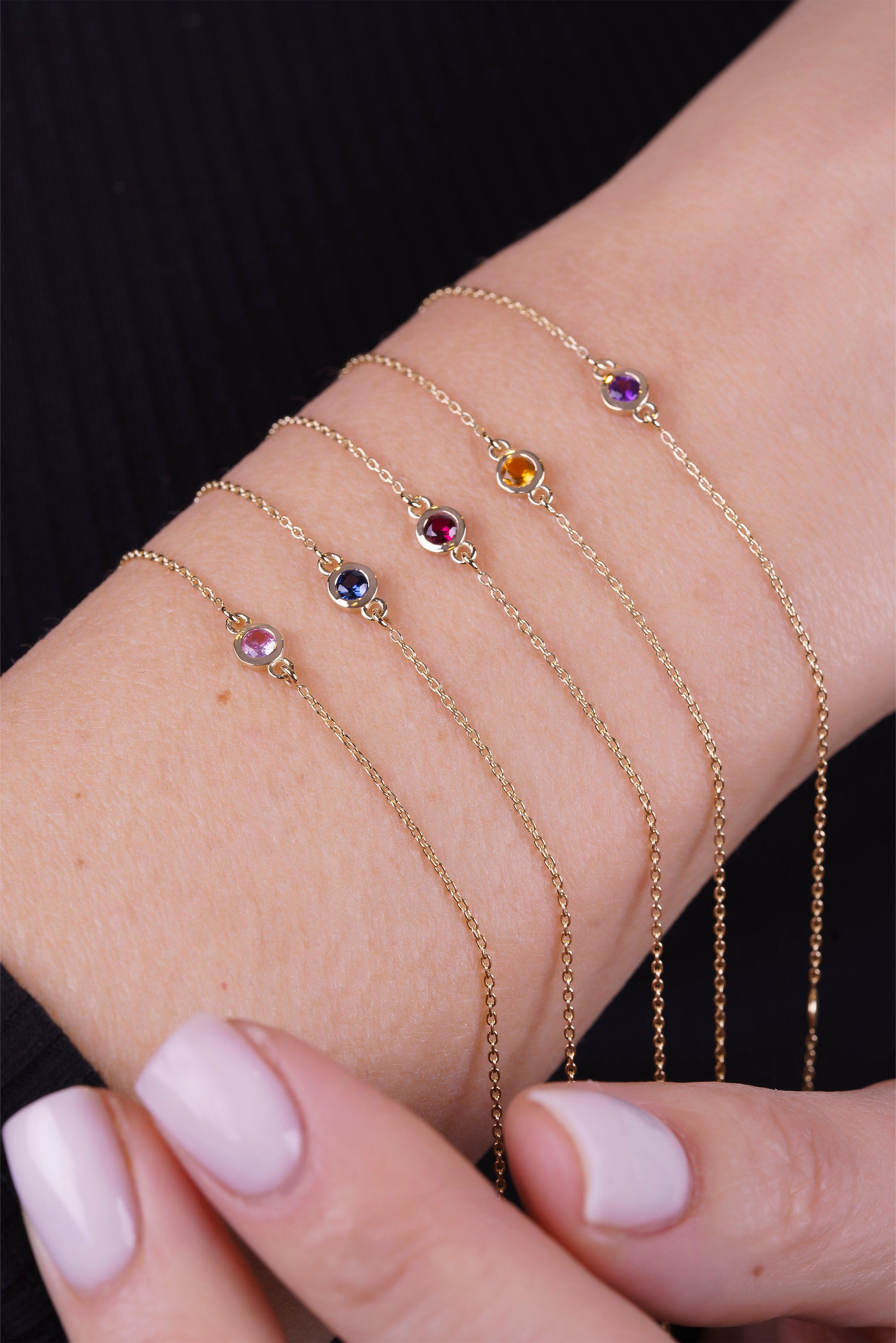 14K Gold Round Citrine Bracelet, Anniversary Bracelet