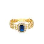 14K Gold Natural Sapphire Chain Ring