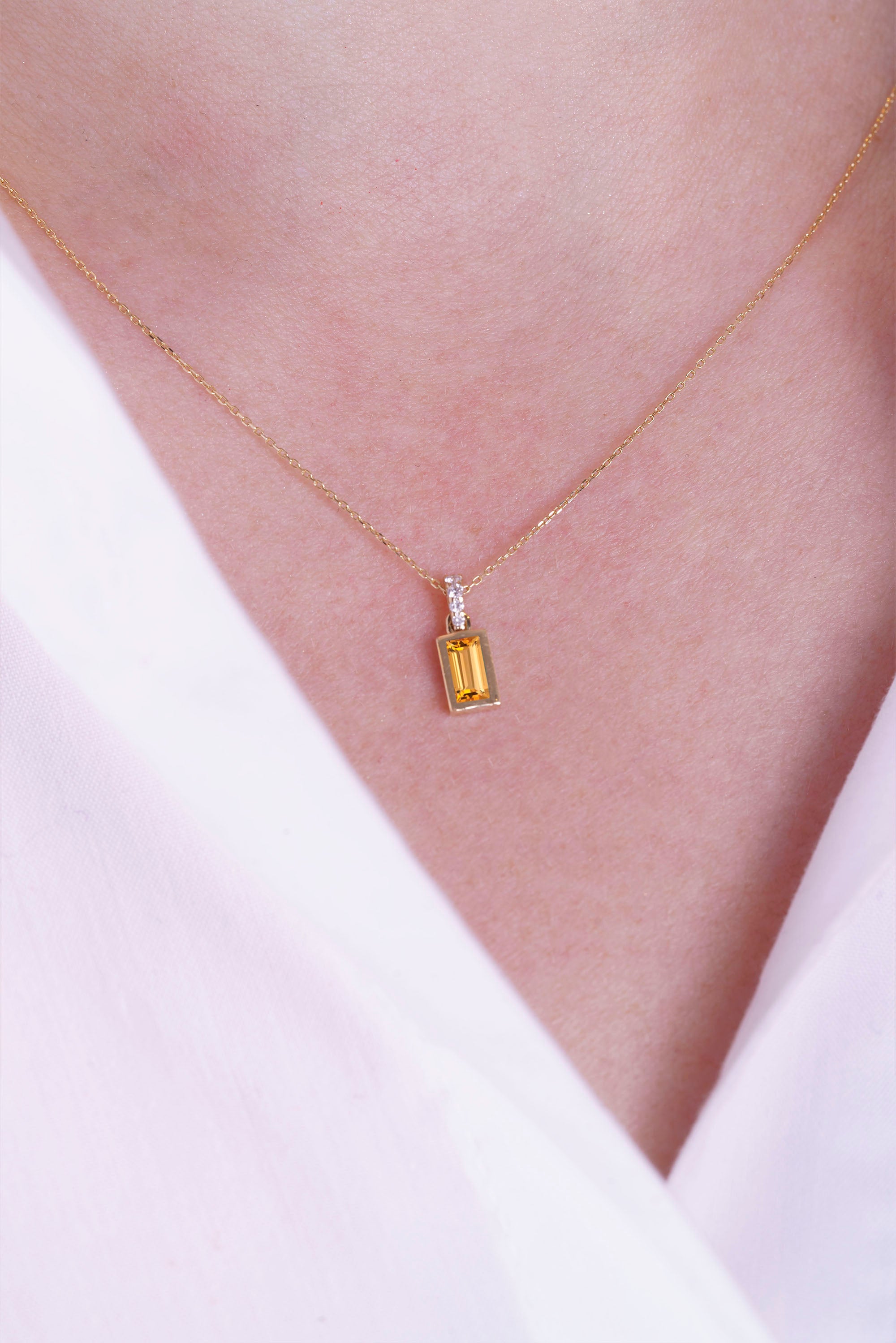 14K Gold Sunshine Citrine Necklace