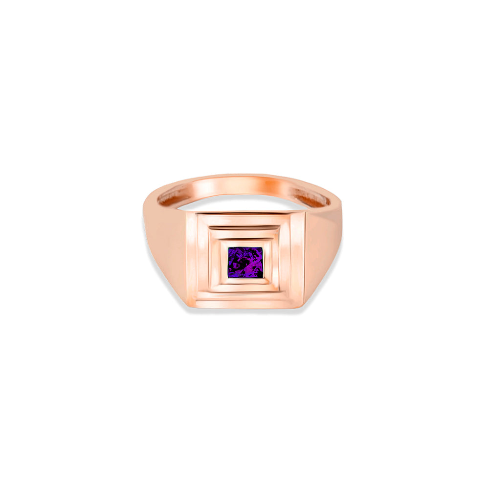14K Gold Amethyst Signet Ring / Gift for Mom