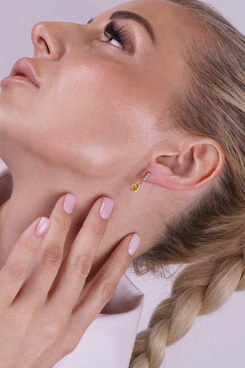 14K Gold Citrine Teardrop Earrings