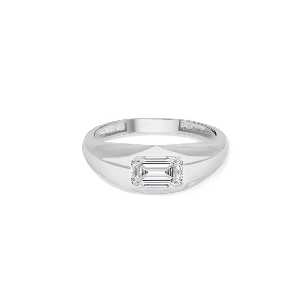14K Gold Chunky White Sapphire Ring