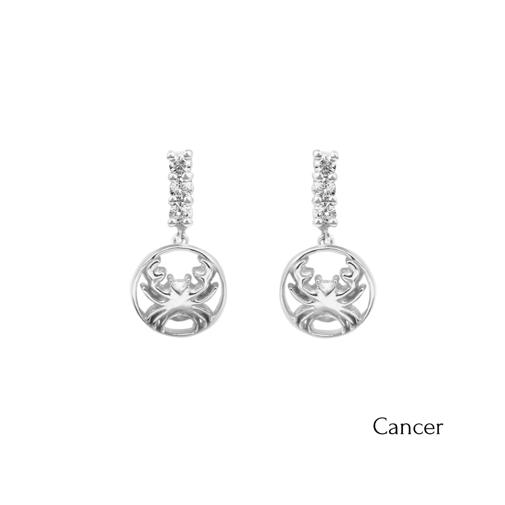 14K Gold Diamond Cancer Earrings