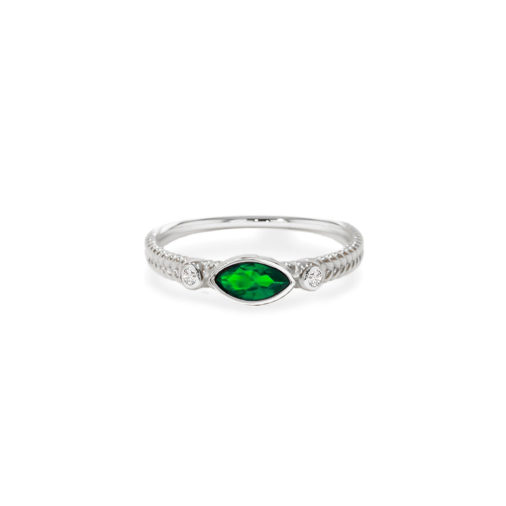 14K Gold Emerald Marquise Ring