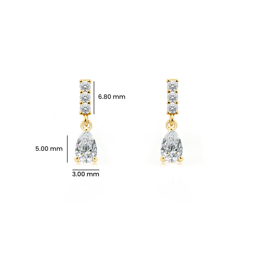 14K Gold White Sapphire Drop Earrings