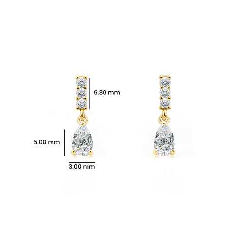 14K Gold White Sapphire Drop Earrings
