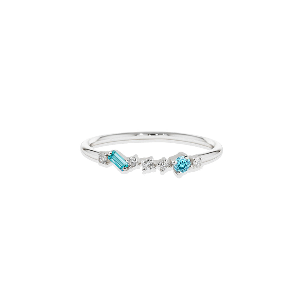 Aquamarine Baguette Ring / Diamond Ring
