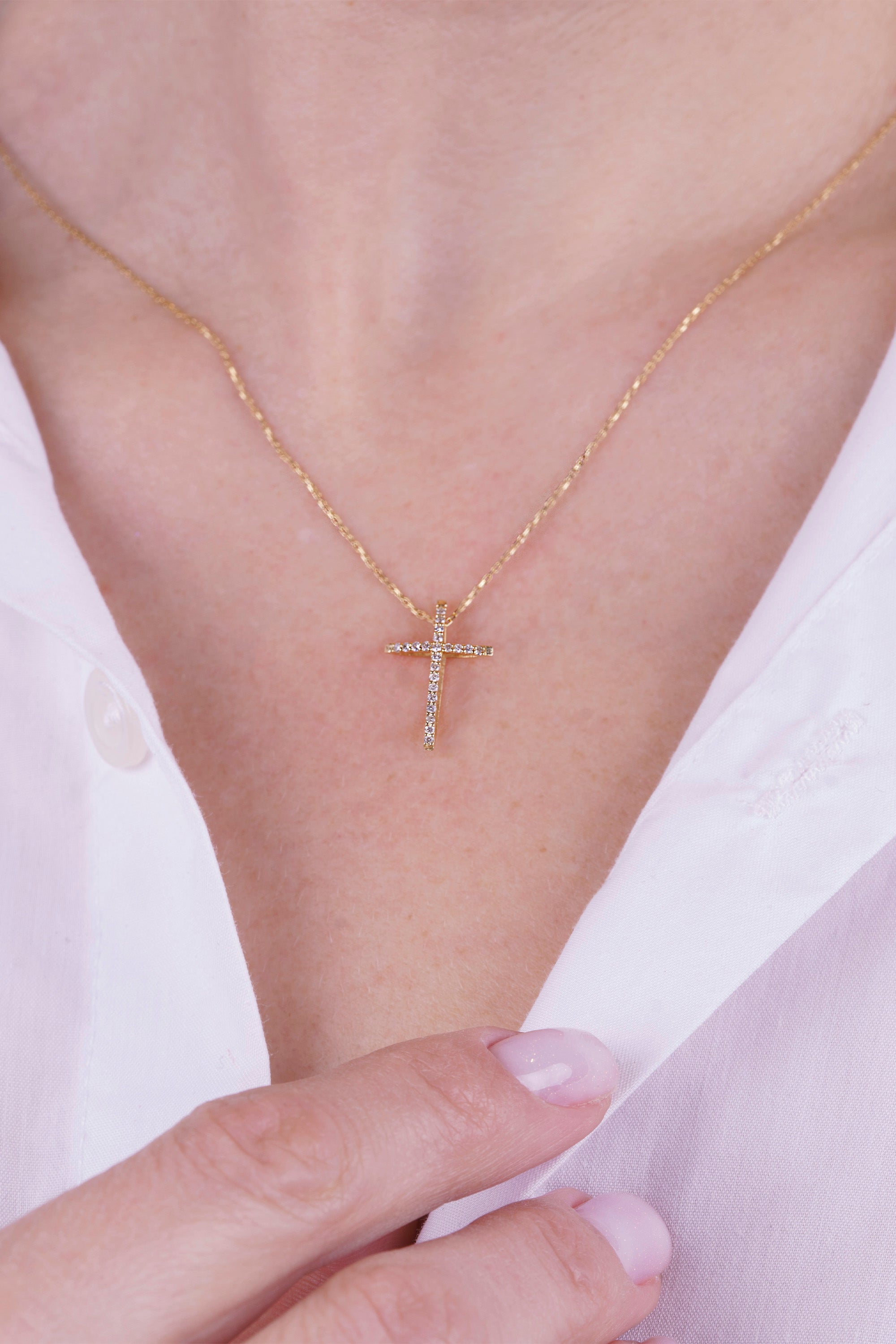 14K Gold Diamond Christian Necklace / Anniversary Gift for Women