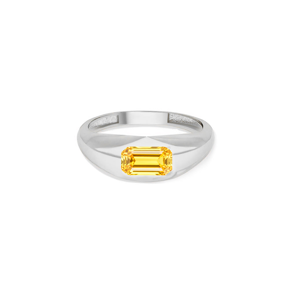 14K Gold Geometric Citrine Ring