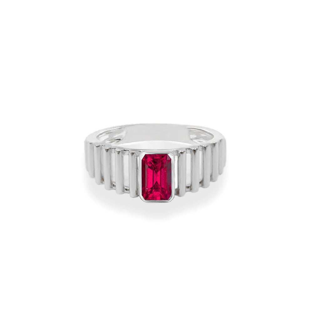 14K Gold Rectangular Ruby Gemstone Ring
