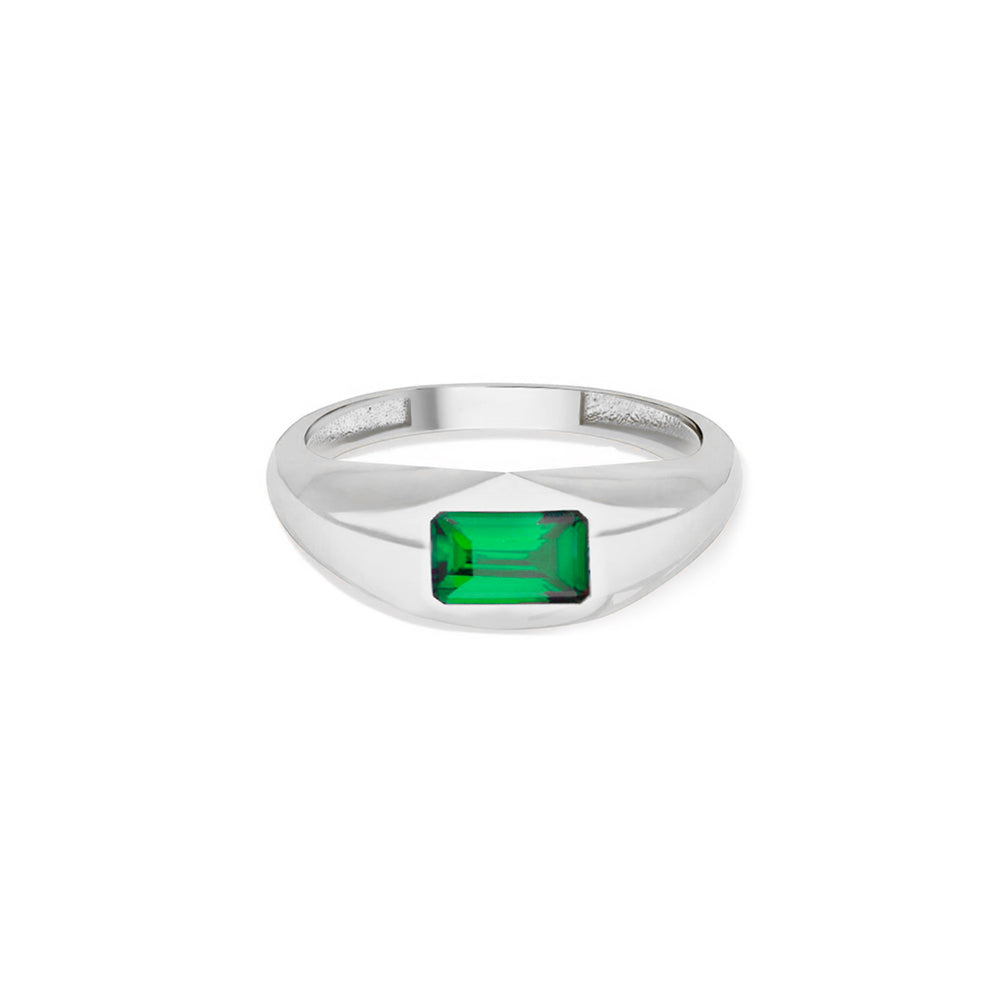 14K Gold Emerald Signet Ring / Anniversary Gift
