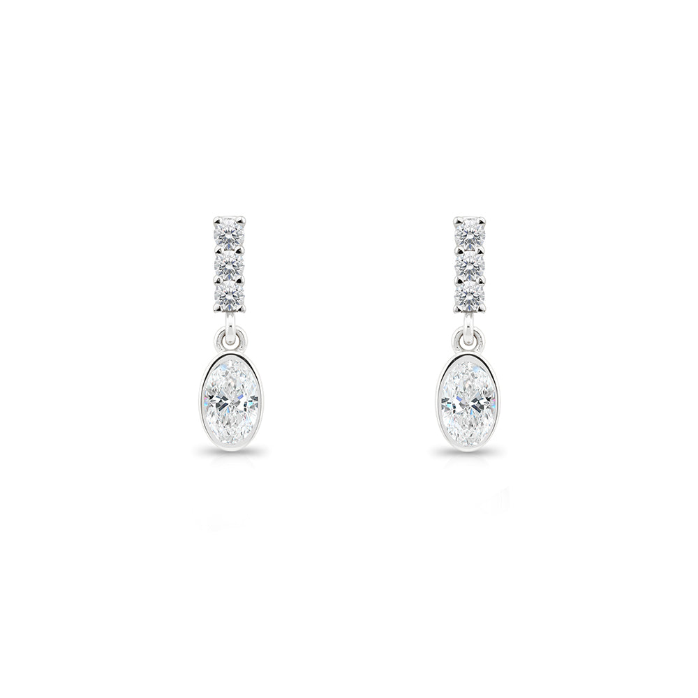 Oval White Sapphire Earrings