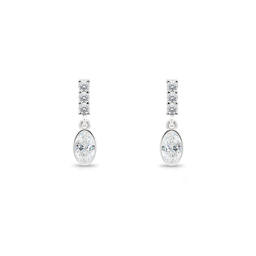 Oval White Sapphire Earrings