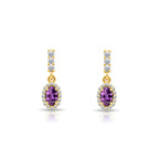 14K Gold Amethyst Oval Earrings