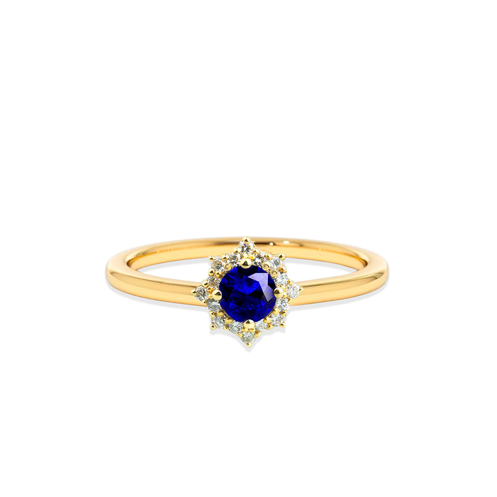 0.60 Carat 14K Solid Gold Diamond Sapphire Promise Ring