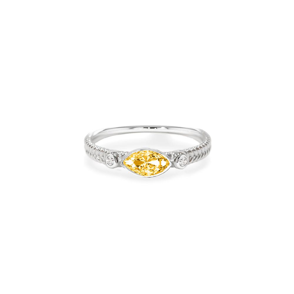 14K Gold Marquise Citrine Ring