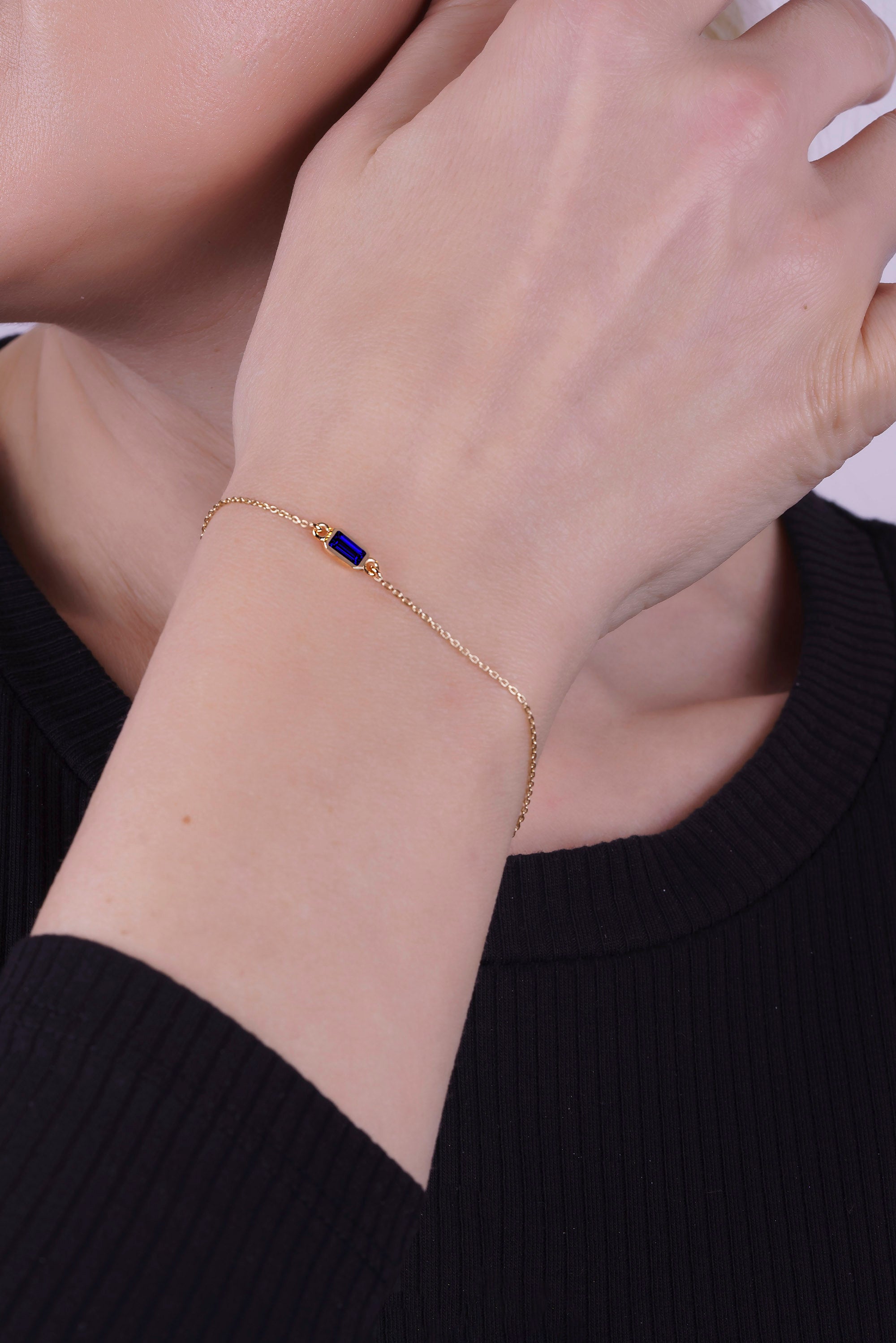 Handmade Baguette Sapphire Bracelet
