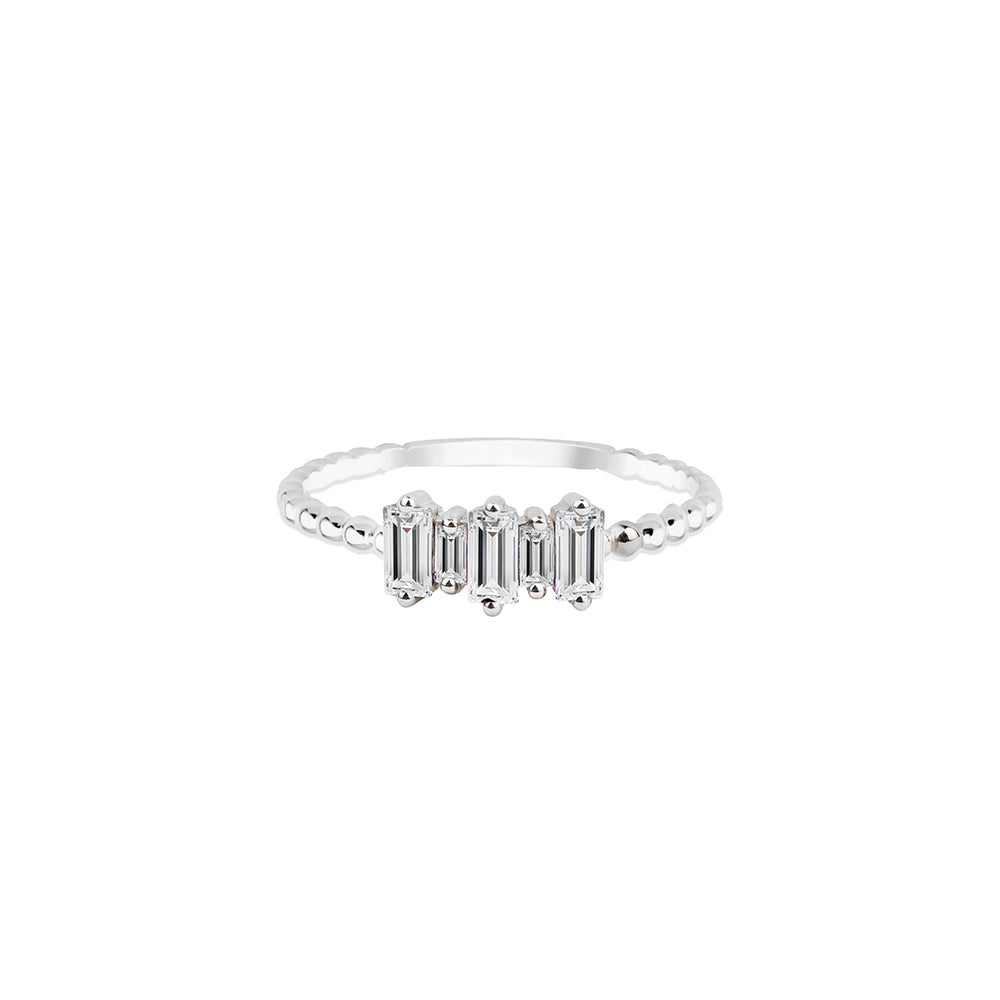 14K Gold Five Stone White Sapphire Ring