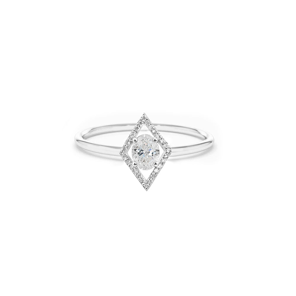 14K Gold Oval White Sapphire Ring / Valentine's Day Gift