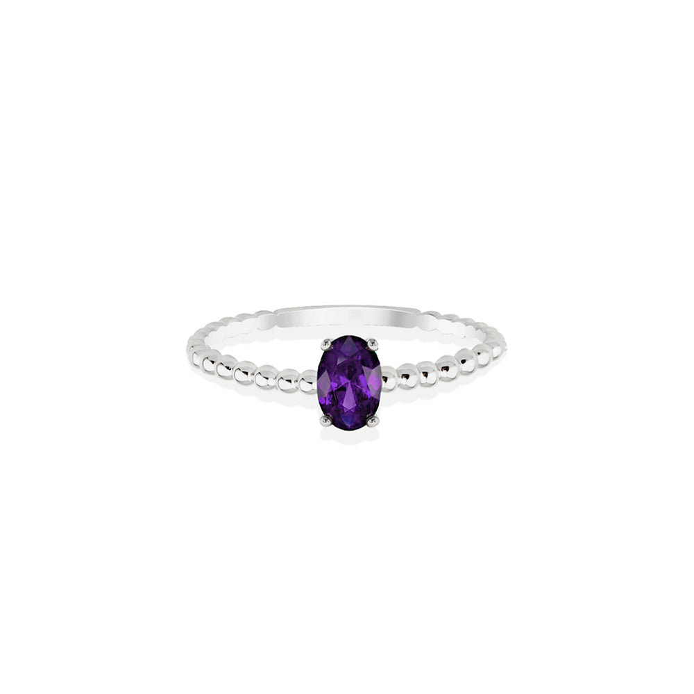 14K Gold Oval Amethyst Ring / Birthday Gift