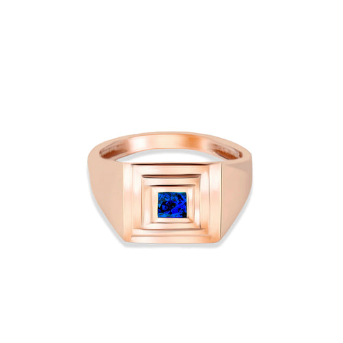 Geometric 14K Gold Sapphire Ring