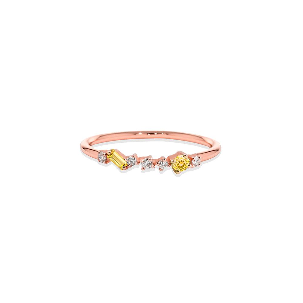 14K Gold Citrine Baguette Ring / Romantic Gift