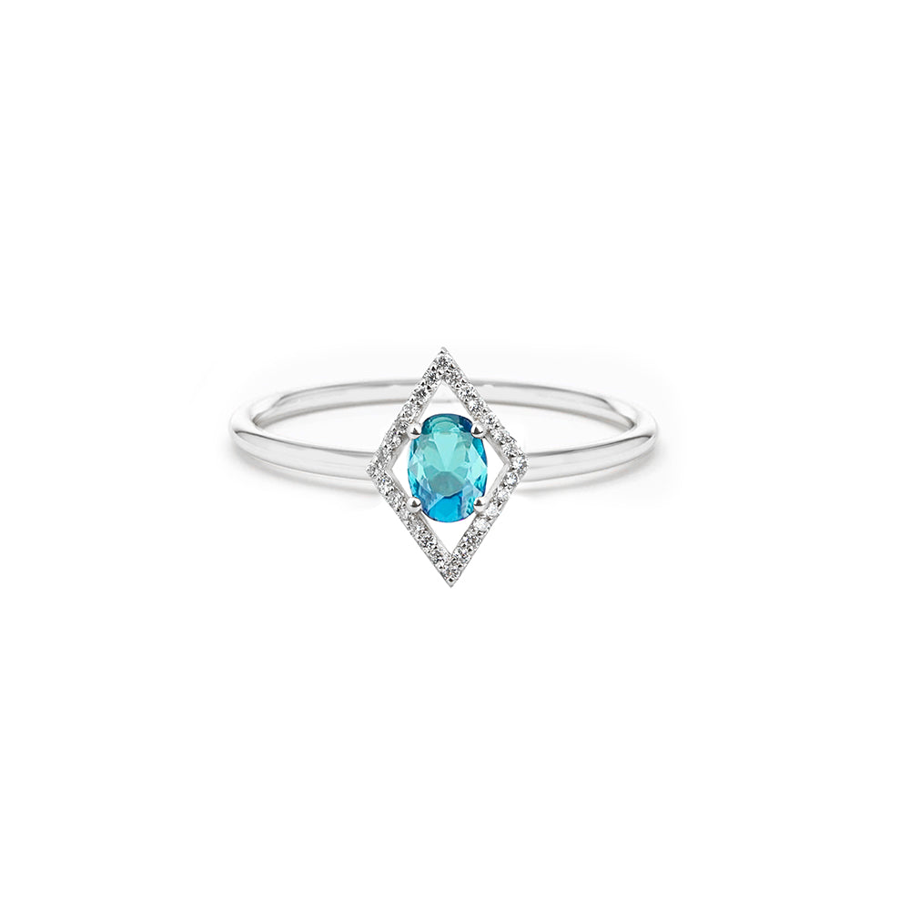 Kite Halo Aquamarine Ring