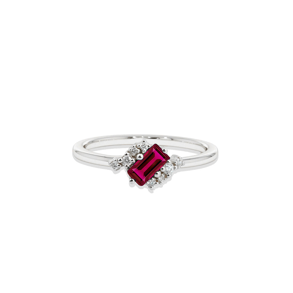 14K Gold Baguette Ruby Ring / Ruby Engagement Ring