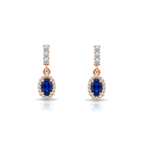 14K Gold Sapphire Oval Earrings
