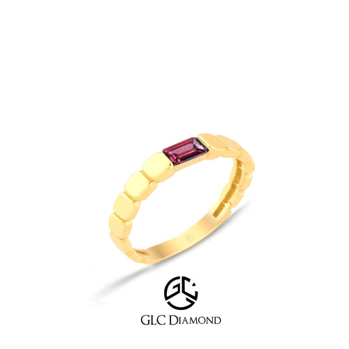 14K Gold Ruby Baguette Ring