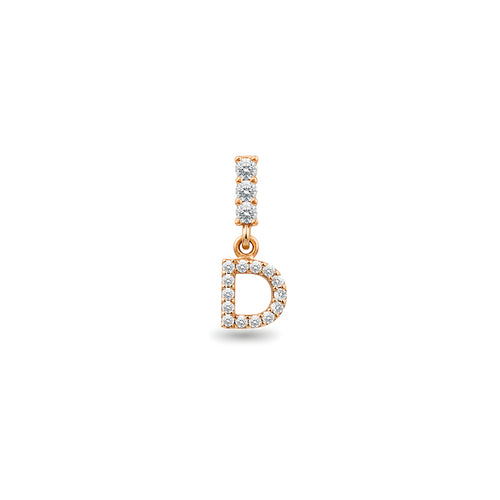 14K Gold Diamond Letter D Earring