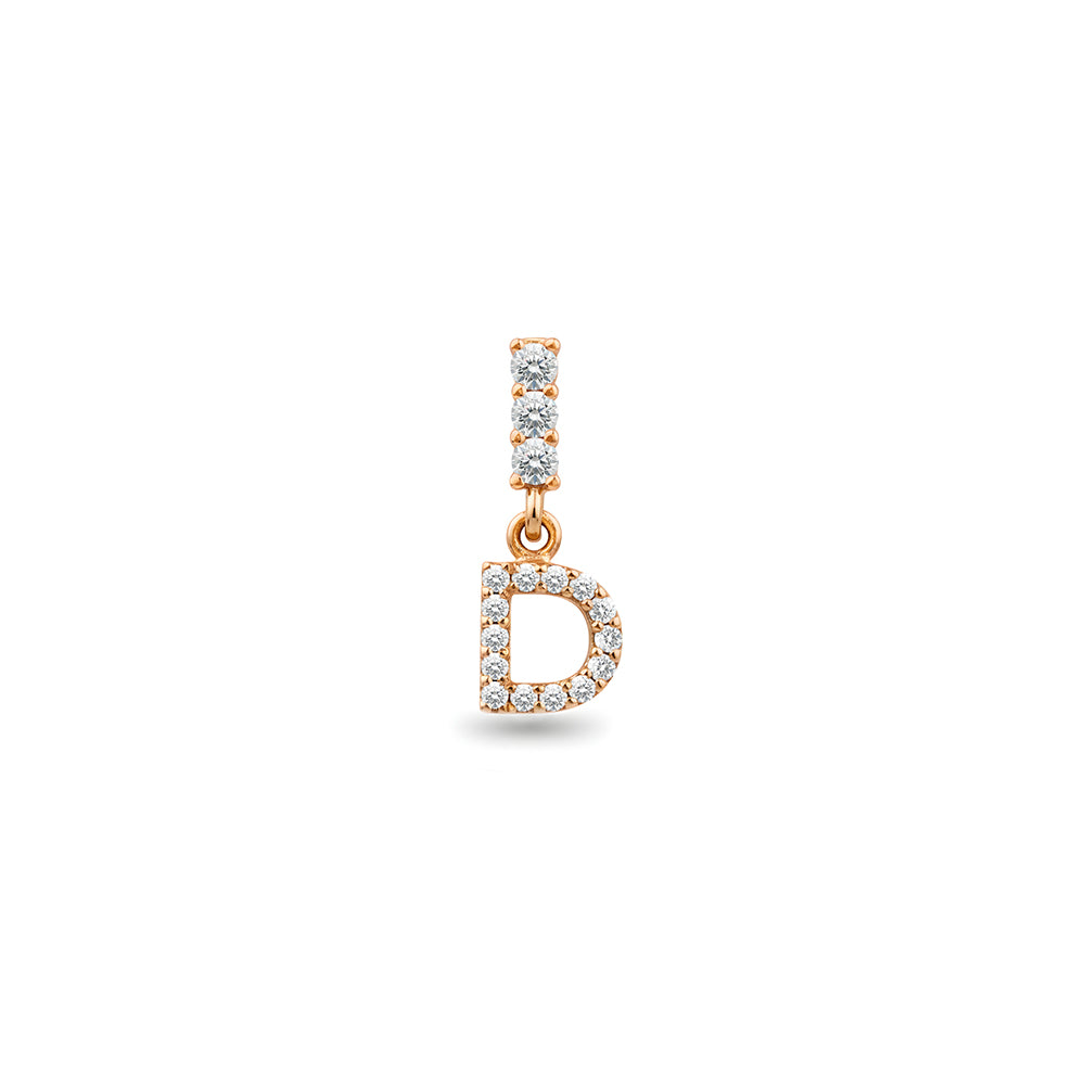 14K Gold Diamond Letter D Earring