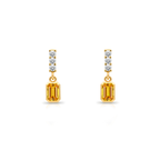 14K Gold Citrine Rectangular Earrings