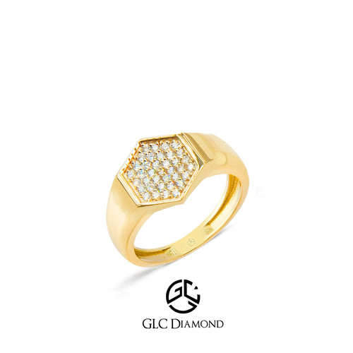 14K Gold Hexagon Diamond Ring