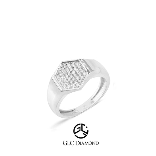 14K Gold Hexagon Diamond Ring