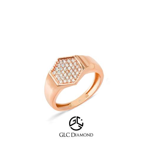 14K Gold Hexagon Diamond Ring