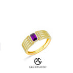 Emerald Cut Purple Amethyst Diamond Accents