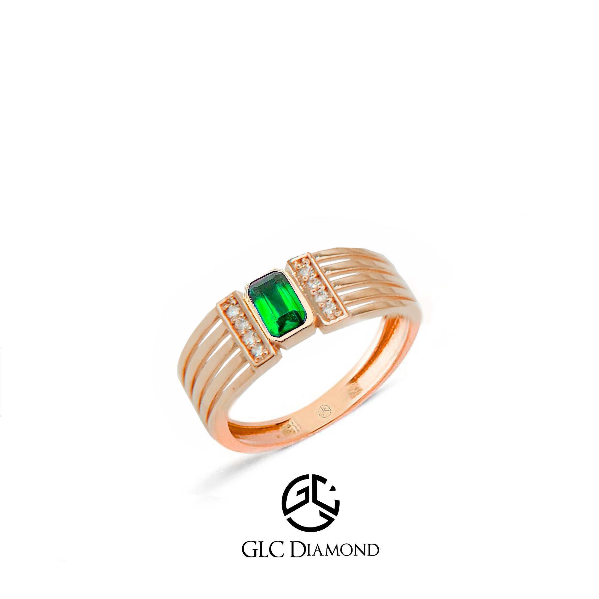 14K Gold Emerald Diamond Ring