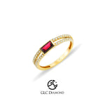 14K Gold Baguette Diamond Ruby Ring