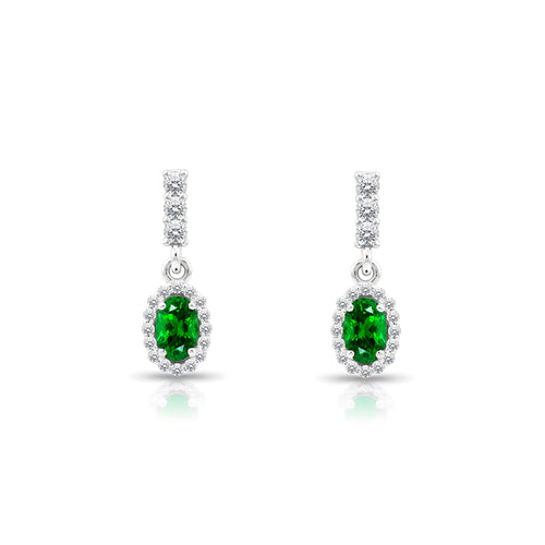 14K Gold Emerald Oval Earrings