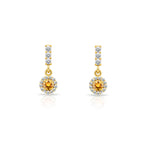 14K Gold Citrine Halo Earrings