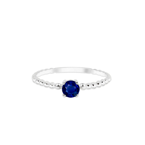 14K Solid Gold Round Cut Sapphire Ring